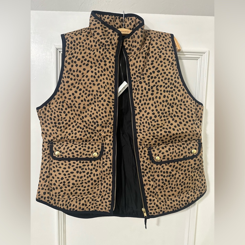 J. Crew Tan and Black Quilted Vest